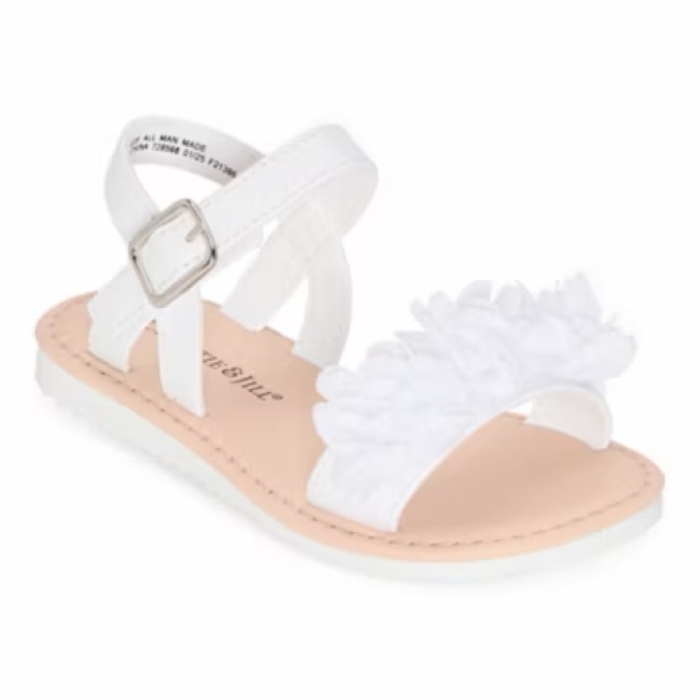 Chic White Kids Sandals with Floral Design
